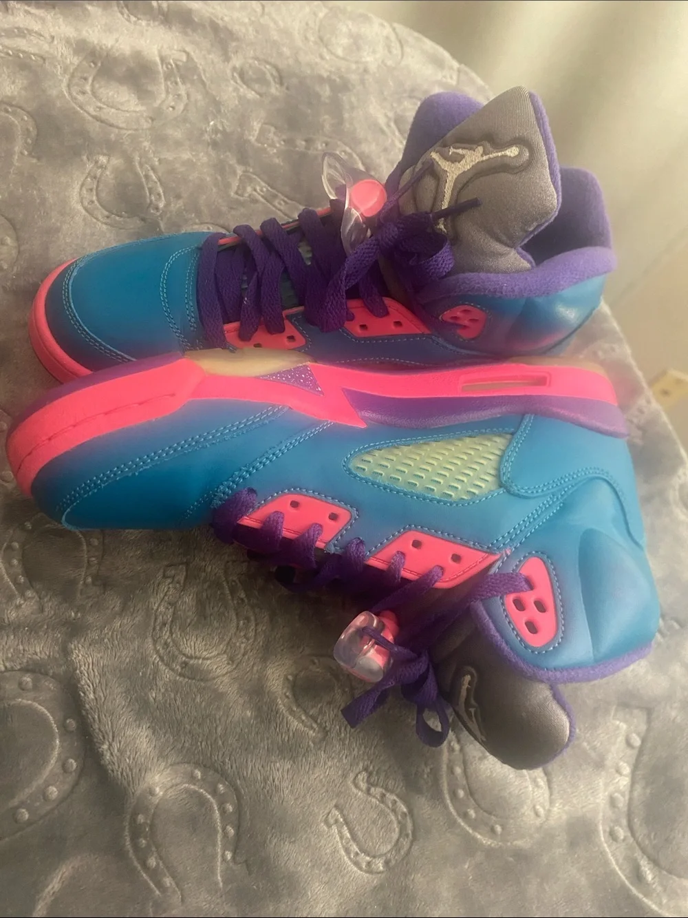 Jordan Kids High-Top Sneakers in Blue/Purple/Pink